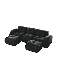 Streamdale Furniture U-shaped Boneless Sofa, Tufted, 32D High Density Sponge, Black