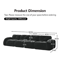 Streamdale Furniture Soft Velvet Boneless Sofa, Ergonomic, No Assembly, Black