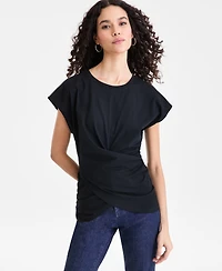 I.n.c. International Concepts Women's Cotton Twist-Front Cap-Sleeve Top, Macy's Exclusive