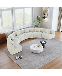 Streamdale Furniture Chenille curved sectional sofa with 6 pillows, modular semi-circular sofa for any room