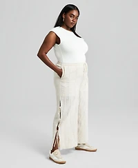 And Now This Trendy Plus Embroidered Wide-Leg Pants, Macy's Exclusive