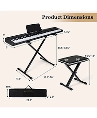 Costway 88-Key Electric Piano Keyboard with Adjustable Stand Stool, Light-up Keys & Buttons