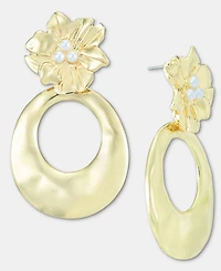 I.n.c. International Concepts Imitation Pearl Flower Open Disc Drop Earrings, Macy's Exclusive