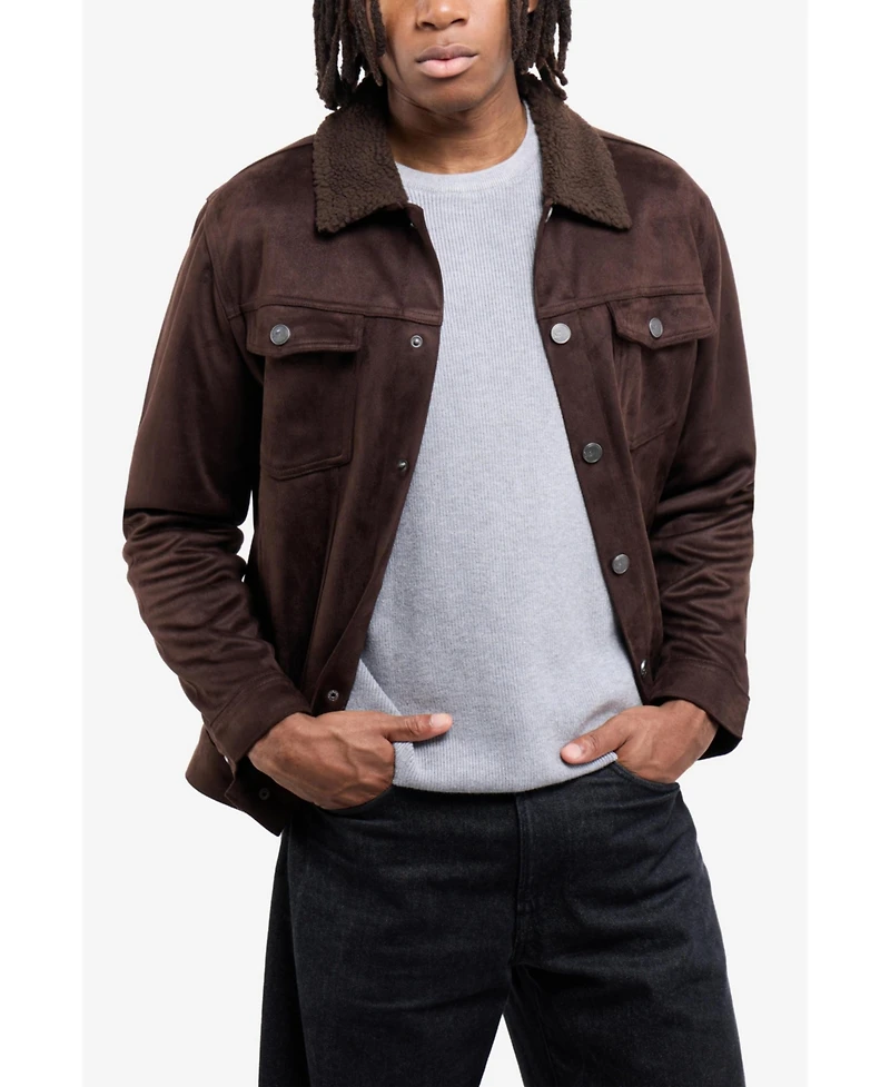 Xray Men's Faux Suede Jacket With Fur Collar