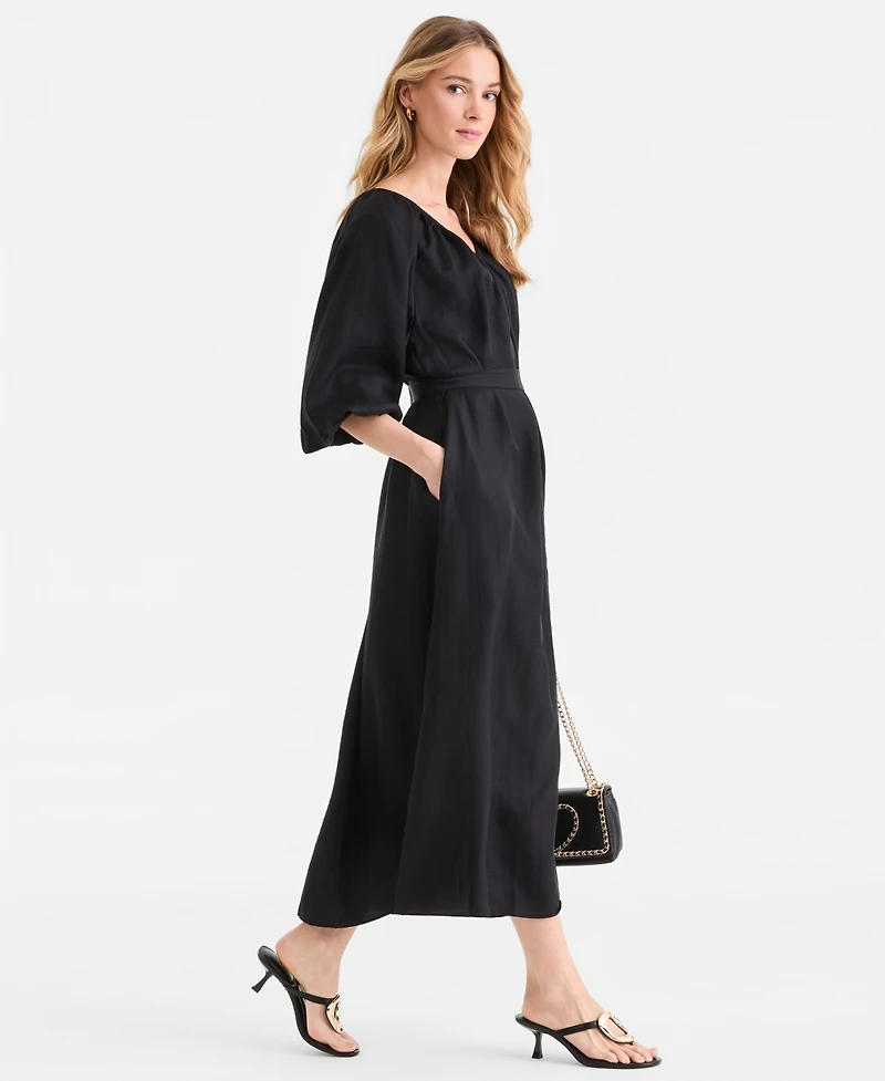 I.n.c. International Concepts Women's 3/4 Sleeve Tie-Waist Midi Dress, Macy's Exclusive