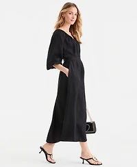 I.n.c. International Concepts Women's 3/4 Sleeve Tie-Waist Midi Dress, Macy's Exclusive