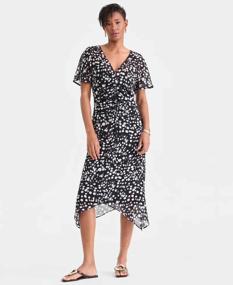 I.n.c. International Concepts Women's Printed Ruched Midi Dress, Macy's Exclusive