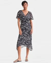 I.n.c. International Concepts Women's Printed Ruched Midi Dress, Macy's Exclusive