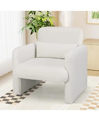 Costway Chenille Accent Chair with Removable Lumbar Pillow Thick Seat Cushion Backrest