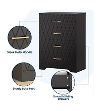 gaomon " 4-Drawer Tall Bedroom Dresser with Gold Handles & Storage"