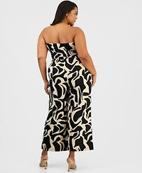 Derek Heart Trendy Plus Size Strapless Ruched Jumpsuit