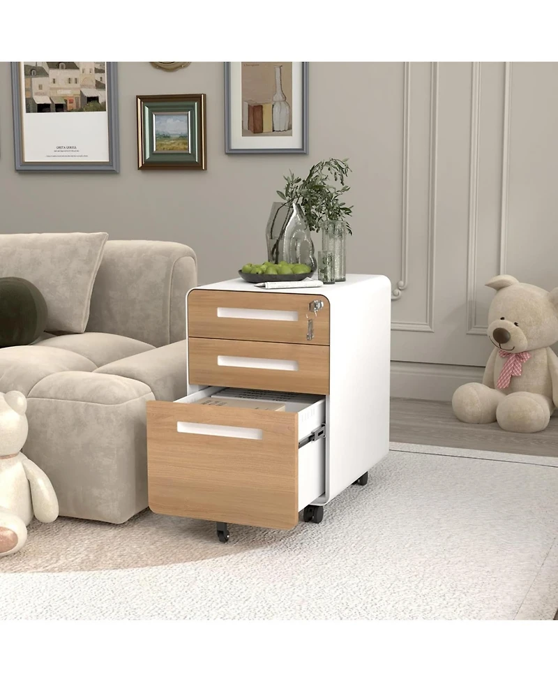 gaomon 3-Drawer Mobile File Cabinet with Lock, Under Desk Metal Filing Cabinet for Home Office