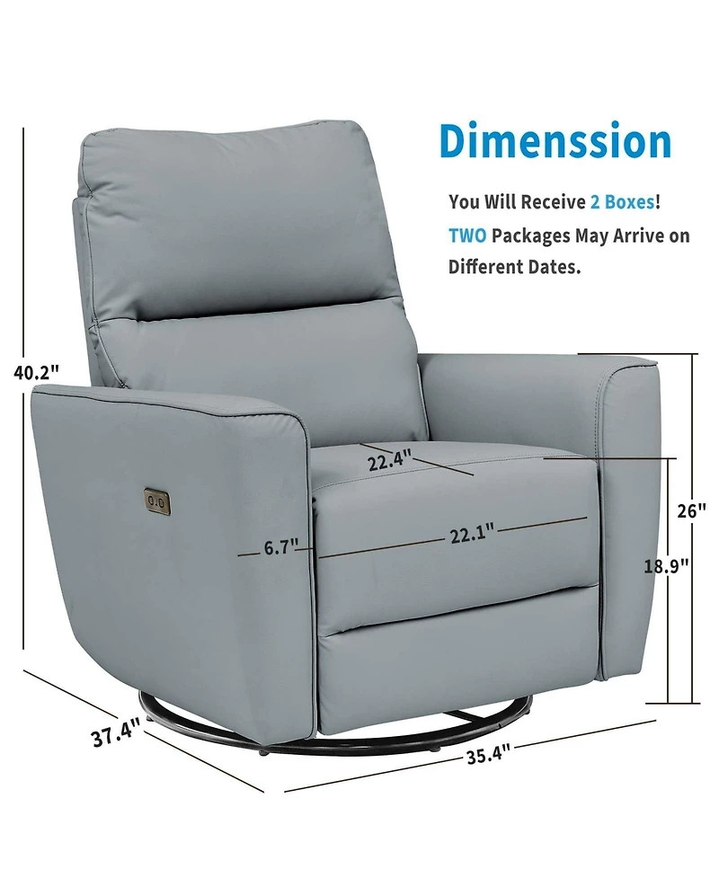 gaomon Power Recliner Chair Swivel Rocking Glider Pu Leather Upholstered Glider Recliner Nursery Chair