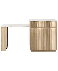 Streamdale Furniture Fluted Kitchen Island with Extendable Dining Table, Power Outlet & Storage