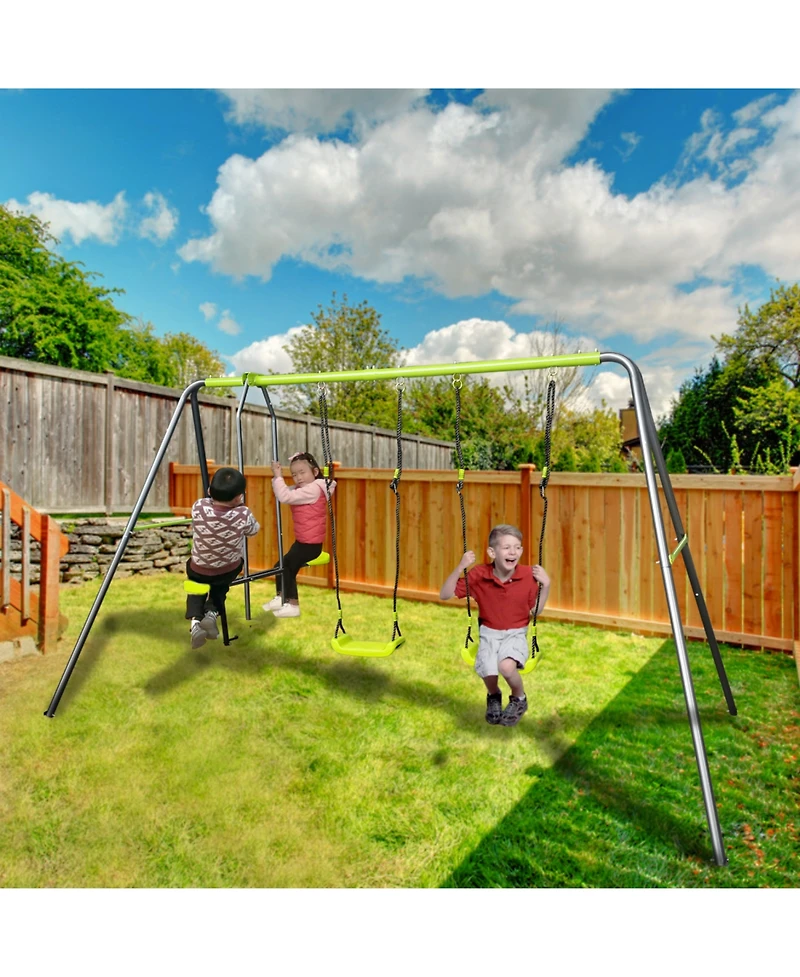 Streamdale Furniture 4-Child Metal Swingset Face-to-Face Swing & 2 Swing Seats