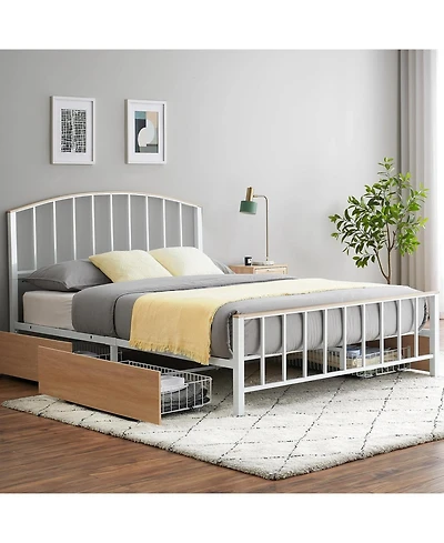 gaomon Large 4 Storage Drawers Bed Frame with Headboard