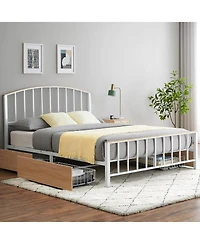 gaomon Large 4 Storage Drawers Bed Frame with Headboard