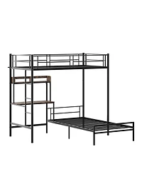 Streamdale Furniture Twin Over Twin Bunk Bed with Desk, Charging Station & Storage