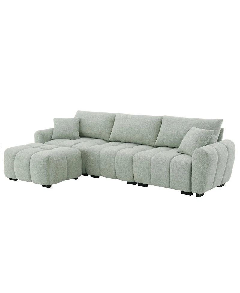Streamdale Furniture 110" Modular Sectional Sofa, L-Shape, Extra-Large Seat, Movable Ottoman, Boucle Fabric