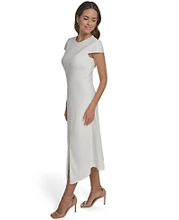 Vince Camuto Women's Scuba Crepe Asymmetric Crewneck Midi Dress