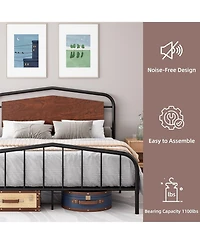 gaomon Full Size Platform Bed Frame with storage, wooden headboard, heavy-duty metal frame, noise-free, no box spring, easy assembly