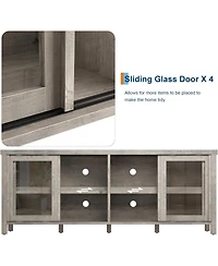 gaomon Tv Stand for 65 Inch Tv, Mid-Century Modern Entertainment Center with Sliding Glass Doors