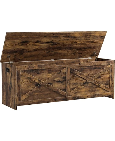 gaomon Farmhouse Wooden Storage Chest, Safety Hinge Storage Bench for Entryway & Living Room