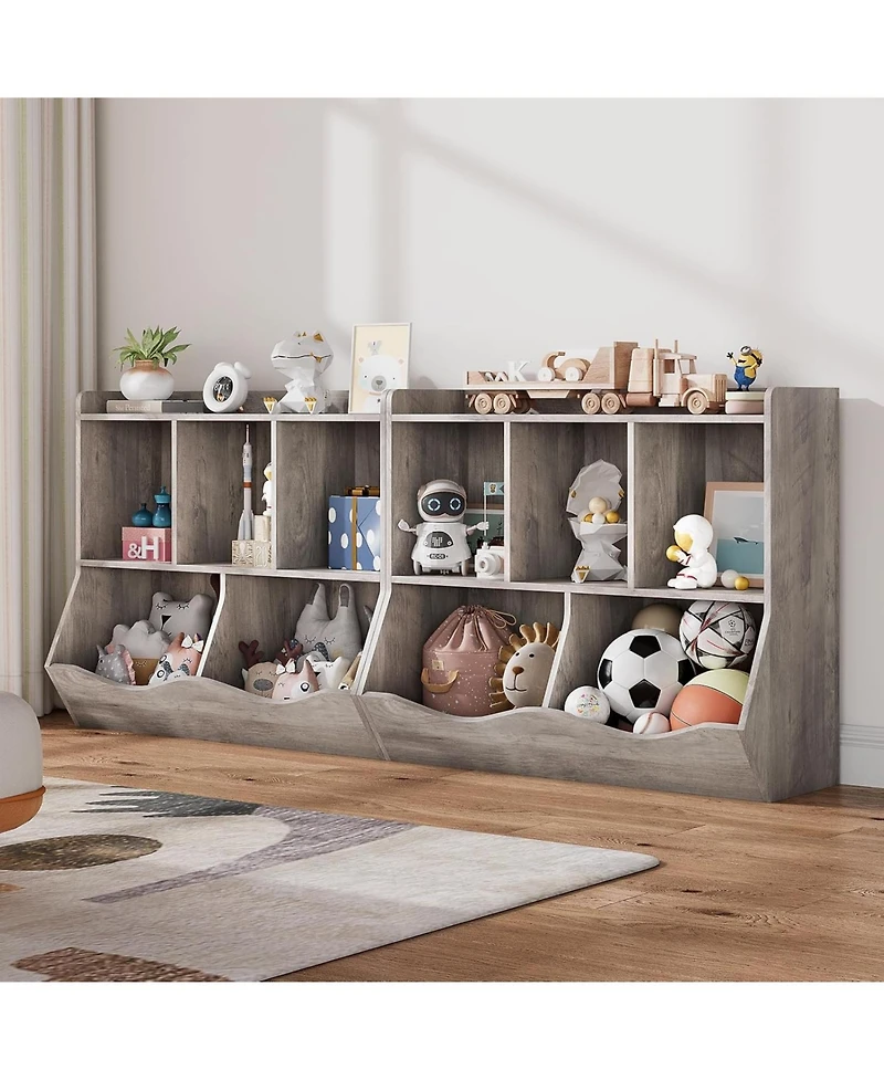 gaomon Kids Bookshelf and Toy Storage Bookcase, Multi-Shelf Cubby Organizer for Playroom and Classroom