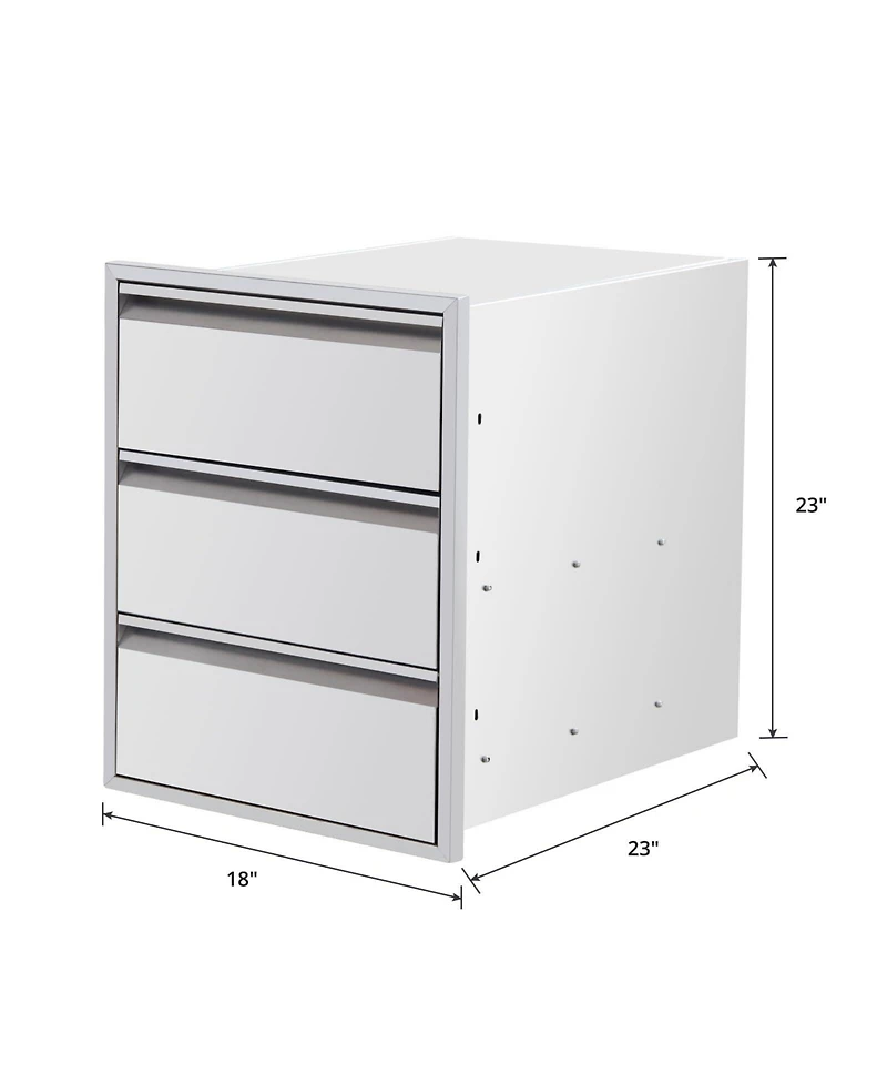 gaomon 18" Outdoor Kitchen Drawers with Paper Towel Holder, Stainless Steel 3-Layer Bbq Drawers