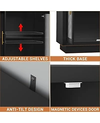 gaomon 55.1" Buffet Cabinet with Storage, Modern Sideboard with 4 Fluted Glass Doors and Adjustable Shelf, Coffee Bar