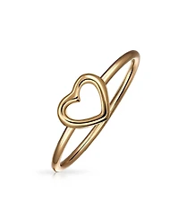 Bling Jewelry Minimalist Rose Gold Plated Sterling Silver Ring with Open Heart Design