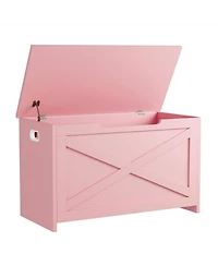 gaomon Farmhouse Wooden Storage Chest, Safety Hinge Storage Bench for Entryway & Living Room