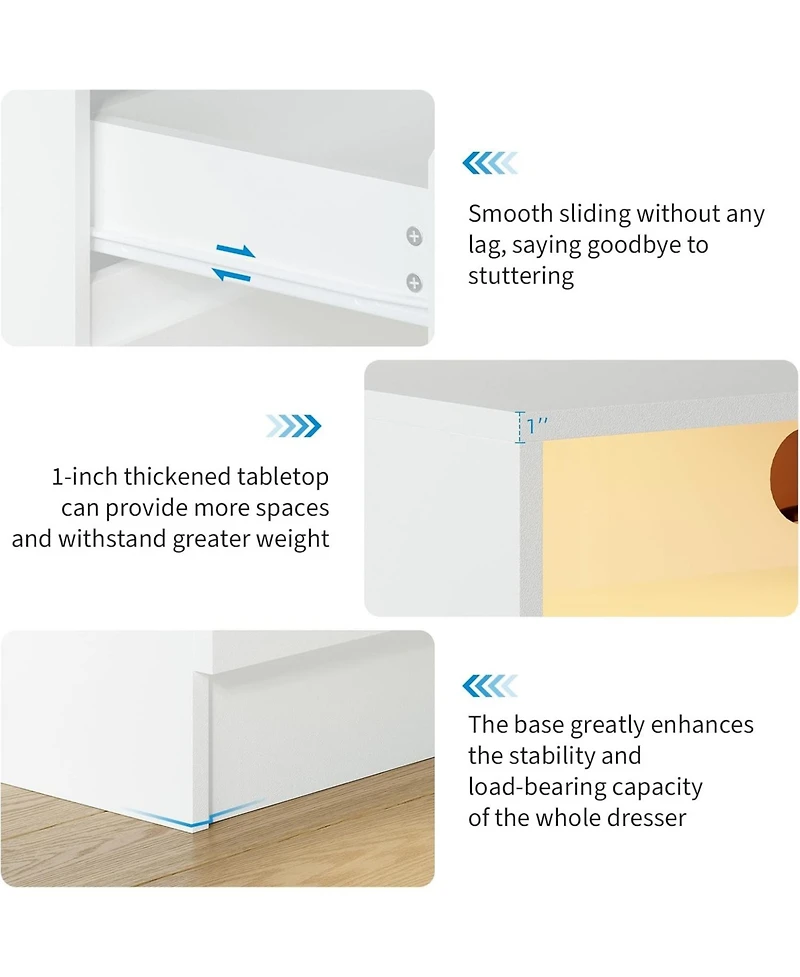 gaomon 4-Drawer Dresser with Usb Charging Station, Led Lighting & Power Outlets for Bedroom or Entryway