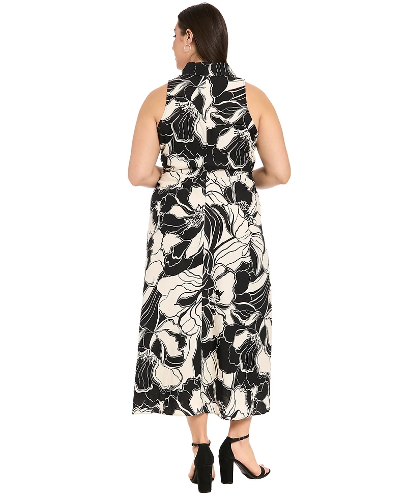 London Times Plus Collared Button-Down Dress