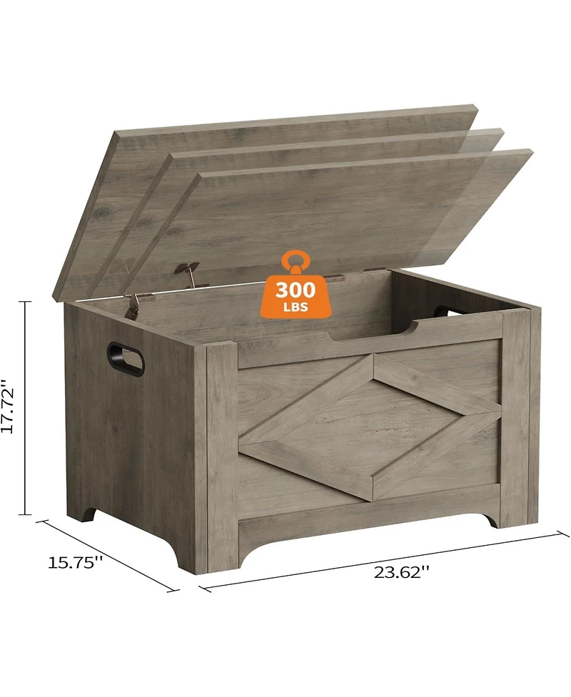 gaomon 23.6" Wooden Storage Chest, Storage Bench with Safety Hinge for Entryway & Living Room