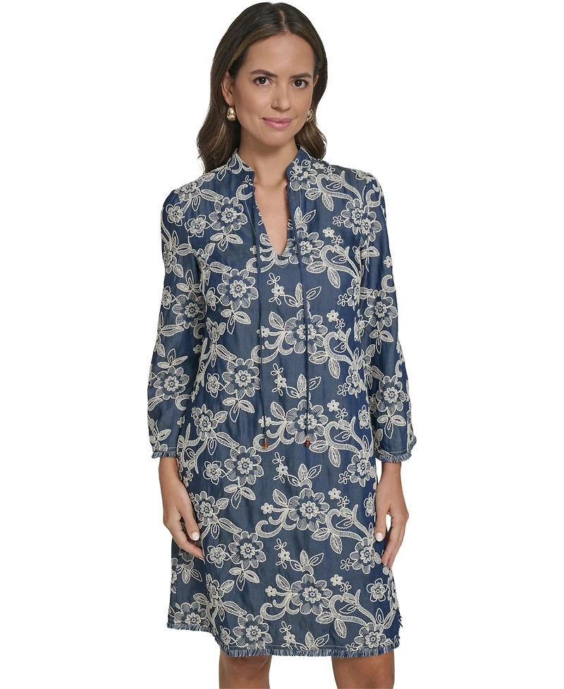 Eliza J Women's Notch Neck Flare-Sleeve Short Dress