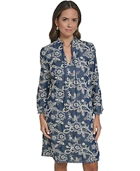 Eliza J Women's Notch Neck Flare-Sleeve Short Dress