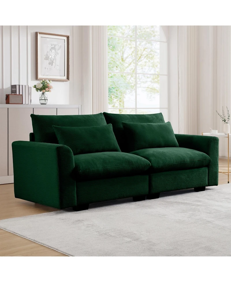 Streamdale Furniture Modern Green Corduroy 2-Seater Sofa