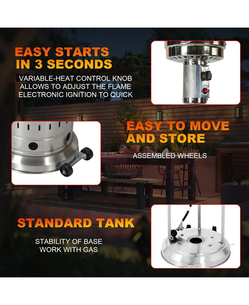Streamdale Furniture Streamdale Outdoor 48, 000 Btu Propane Patio Heater with Wheels & Cover
