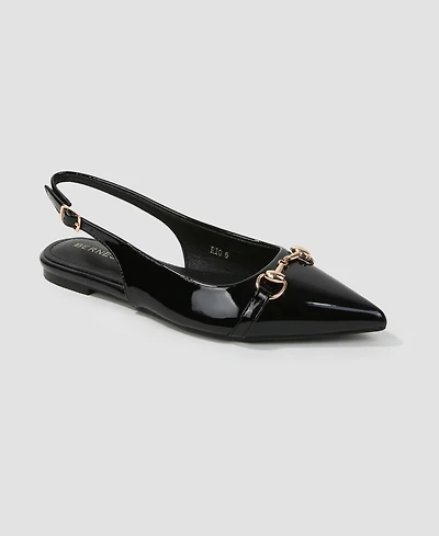 Berness Women's Rio Patent Slingback Flats with Gold-Tone Bit