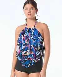 Coco Reef Women's Aura High Neck Mesh Ruffle Top