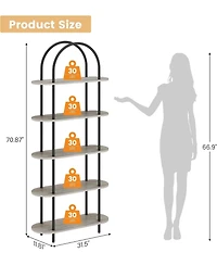 gaomon 71" 5-Tier Metal Collapsible Bookshelf