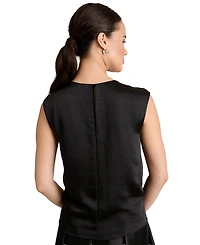 Muse Women's Tucked Beaded Crew Neck Top