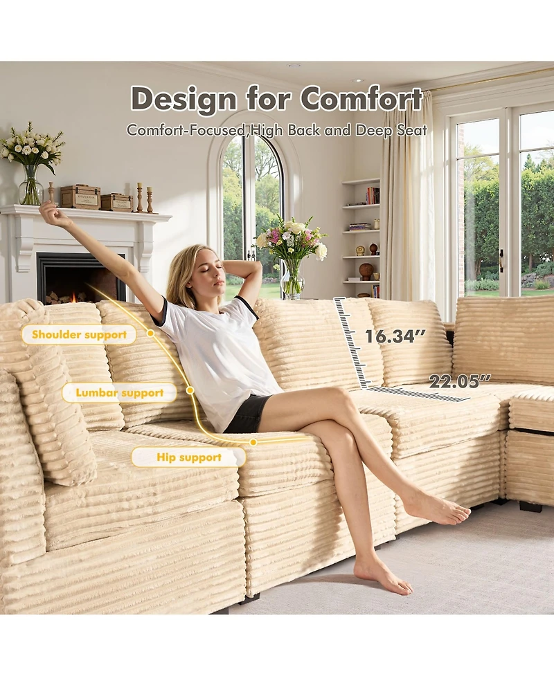 Xizzi 128''×96'' Modular Sectional Sofa , 8-Piece U-Shaped Deep Seat Cloud Couch with Chaise Ottoman