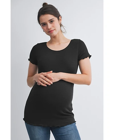 Hello Miz Maternity Scoop Neck Short Sleeve Ribbed Top