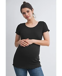 Hello Miz Maternity Scoop Neck Short Sleeve Ribbed Top