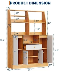 gaomon Small Farmhouse Coffee Bar Cabinet, Wood Buffet Hutch with 4 Doors & Adjustable Shelves