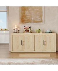 gaomon 70.8" Sideboard Buffet Cabinet with 4 Doors, Farmhouse Modern Coffee Bar Credenza