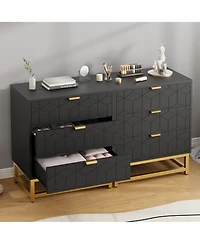 gaomon 3 Drawer Dresser with Metal Legs, Wood Storage Chest Organizer for Bedroom, Living Room, Hallway, Black