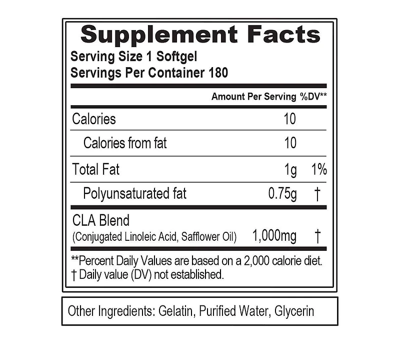 Evl Conjugated Linoleic Acid Cla Pills | Cla 1000mg Diet Pills to Support Weight Loss Fat Burning Lean Muscle and Faster Metabolism | 180ct